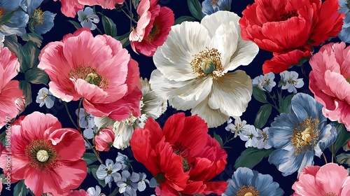 Seamless allover floral pattern, digital textile print, fresh summer design. Concept: Textile design, fashion fabric patterns, summer collection, decorative surfaces, digital print design