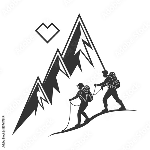 Mountaineers ascending peak