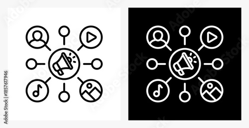 Viral BPM icon sheet in black and white, line style.