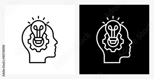 Knowledge BPM icon sheet in black and white, line style.