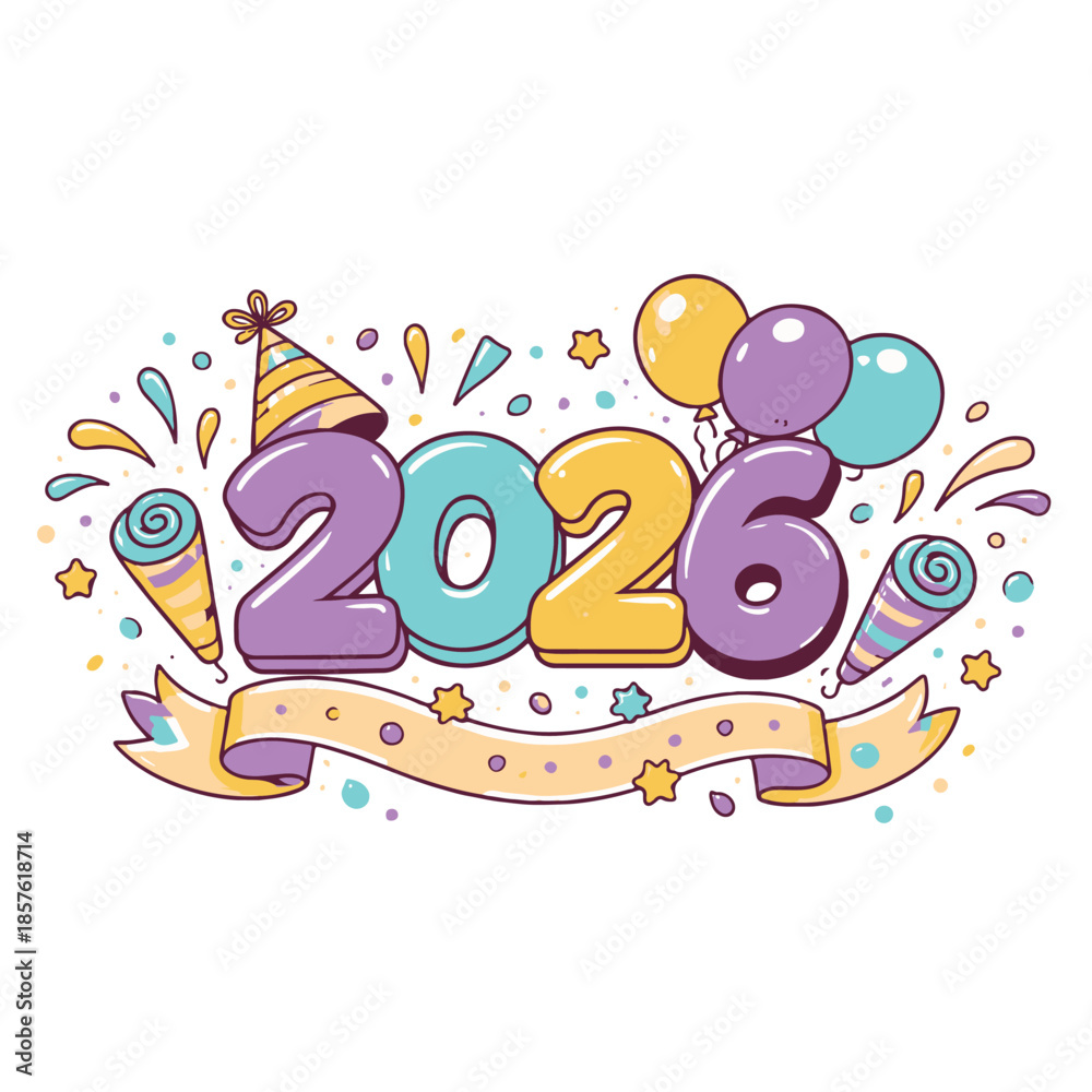 Fototapeta premium Festive 2026 Typography Vector