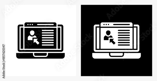 Online Resume BPM icon sheet in black and white, filled style.