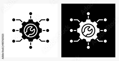 Build BPM icon sheet in black and white, filled style.