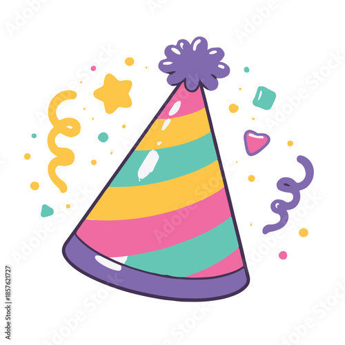 Cartoon Party Hat Flat Vector Illustration
