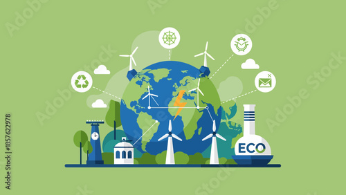 Eco Friendly Earth with Renewable Energy.