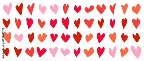Hand-Drawn Style Hearts Background for Valentine's Day and Romantic Design. Vector Illustration.