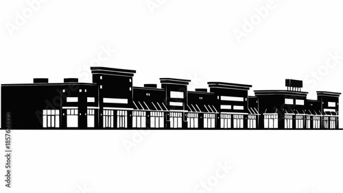Silhouette of a Commercial Building with Multiple Storefronts.