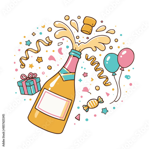 Festive Champagne Pop New Year Graphic