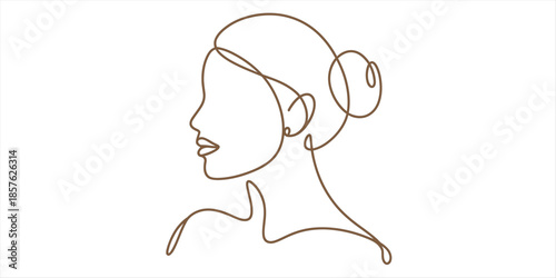 Woman profile minimalist line art drawing with an elegant and simple aesthetic Vector, illustration