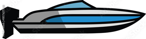Speedboat Vector Graphic Illustration - Sleek Watercraft Design for Marine and Nautical Themes