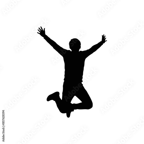 silhouette mono color vector of a person jumping in joy