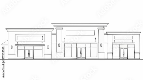 Architectural Drawing of a Commercial Building Facade.