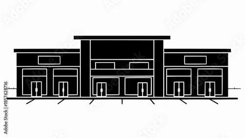Commercial Building Silhouette - A Modern Retail or Office Space.