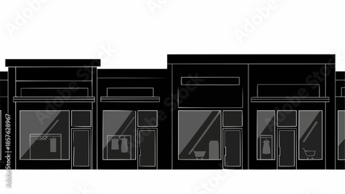 Modern Commercial Buildings - Sleek Architectural Design in Black and White.