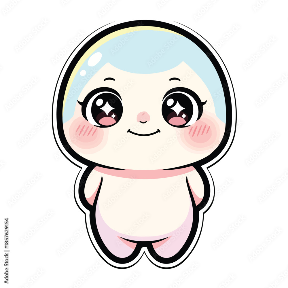 Fototapeta premium Cute Chibi Pastel Star-Eyed Sprite