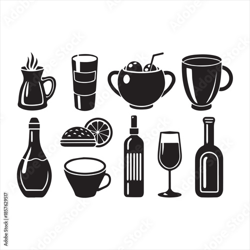 food and drink icons set