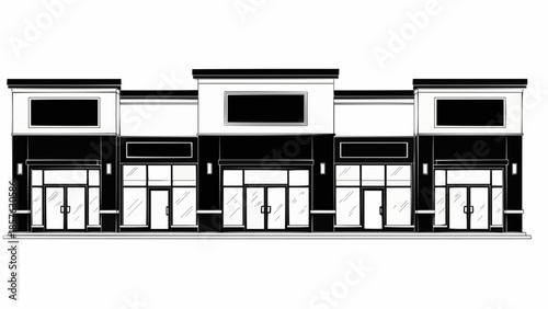 Commercial Building Facade - A Detailed Architectural Rendering.