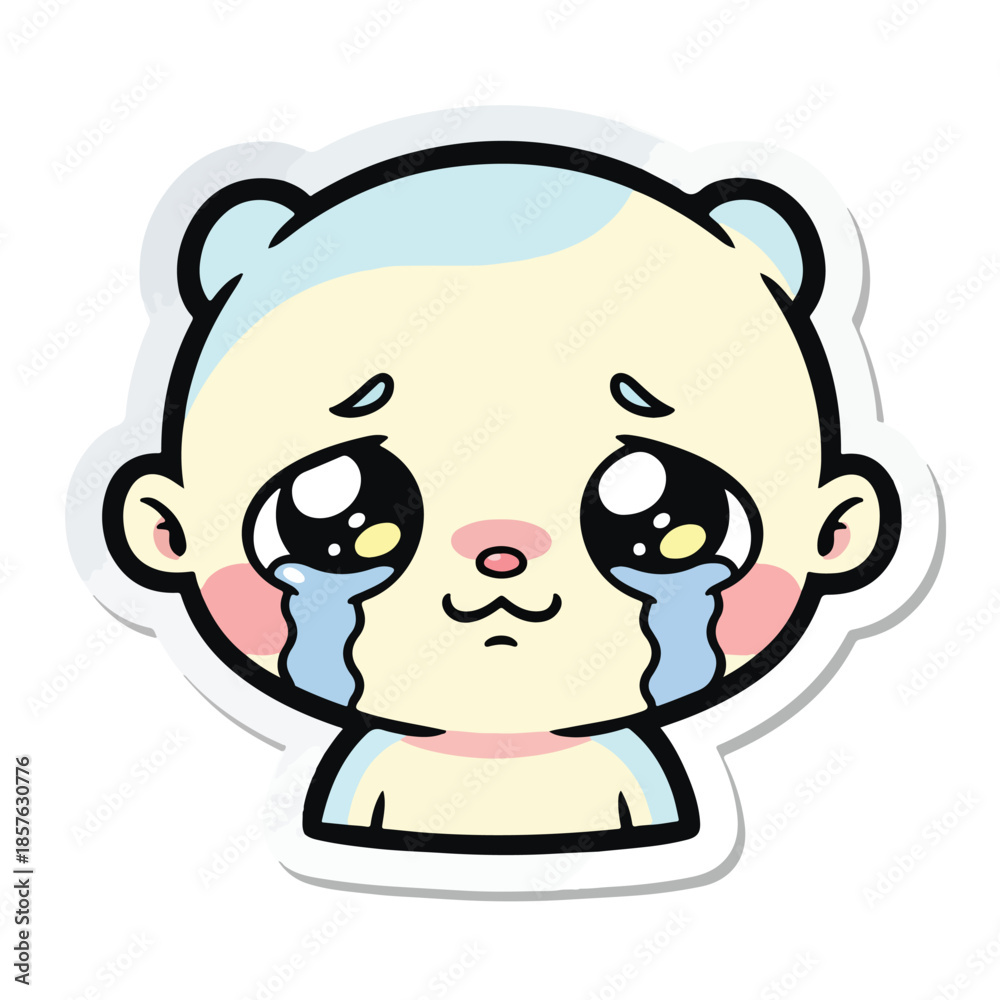 Obraz premium Emotional Cartoon Boy Crying Out Loud