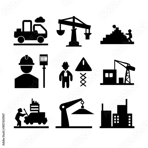 Collection of construction and industry icons