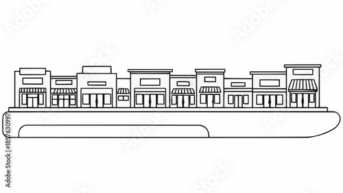 Outline of a commercial strip mall with multiple storefronts.
