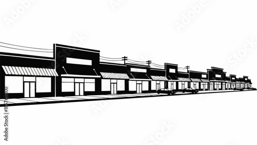 Row of Shops in a Small Town Street.