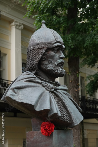 Bust of Prince Alexander Nevsky on Bolshaya Nikitskaya Street in Moscow