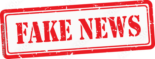 A stamp labeled Fake News to mark false information. The concept of combating fake news, disinformation, deepfakes and fact checking in the media and social networks.