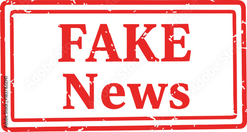 A stamp labeled Fake News to mark false information. The concept of combating fake news, disinformation, deepfakes and fact checking in the media and social networks.
