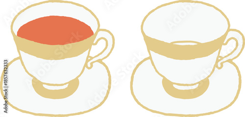手描き風のシンプルな紅茶とティーカップ