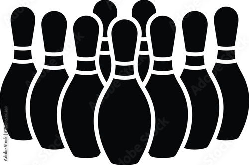 Vector Graphic Bowling Pins Illustration for Sports and Leisure Designs, Perfect for Bowling Alleys and Entertainment