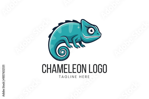 Green Chameleon Lizard Tail Swirl Vector logo template