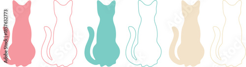 Quiet Elegance in Contrast: A Minimalist Silhouette of a Graceful Cat Against a Pure White Background