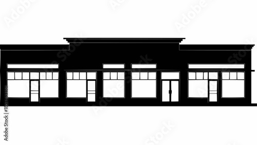 Silhouette of a Commercial Building with Multiple Storefronts.