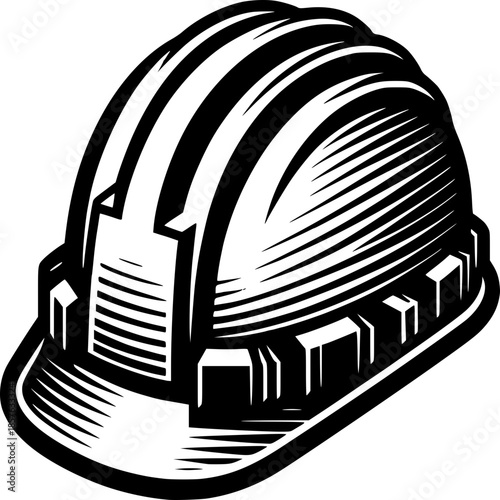 Safety Helmet Icon: A detailed illustration of a safety helmet, a symbol of construction, protection, and industry. A testament to safety awareness, ready for work!