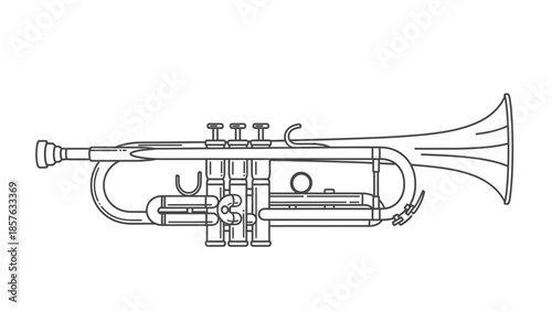 Classic Trumpet Brass Musical Instrument Outline isolated white background