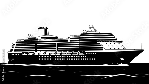 Modern Cruise Ship Ocean Liner for Luxury Travel Isolated White Background