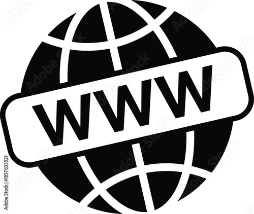 Globe with WWW Icon Set. Website Presence and World Wide Web Symbols. Web Browser, URL Domain, and Online Connectivity sign. SEO Services, Hyperlink, and Domain Name Registration Symbol Collection