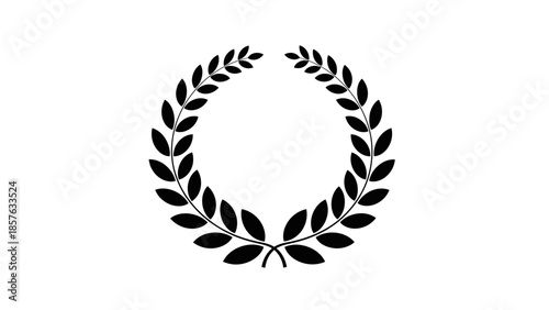 Solid Laurel Wreath Silhouette Symbol of Victory and Achievement Isolated White Background