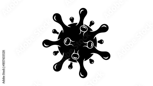 Coronavirus COVID-19 Virus Cell Outline Silhouette Isolated White Background