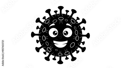 Cute Cartoon Coronavirus COVID-19 Smiling Isolated White Background, Friendly Virus Character Illustration