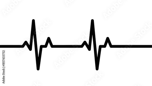 Electrocardiogram Heartbeat Line Isolated White Background, Medical ECG Pulse Monitor Display