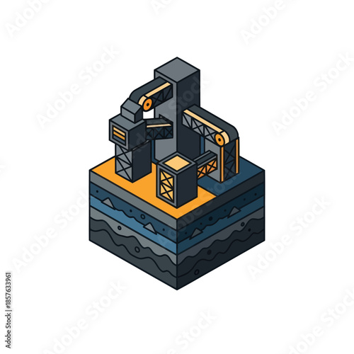Isometric 3D Printer Manufacturing Machine.
