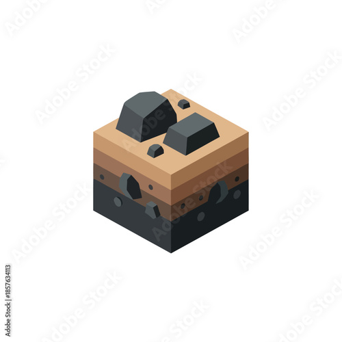 3D Isometric Cube with Objects on Top.