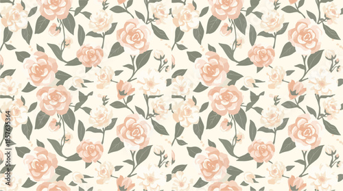 Vector template featuring a Camellia flower motif pattern in a flat design style, with stylized petals and leaves, bold lines, and a minimalist aesthetic with png Transparent 