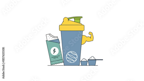 Fitness shake and supplement powder for muscle gain and healthy lifestyle