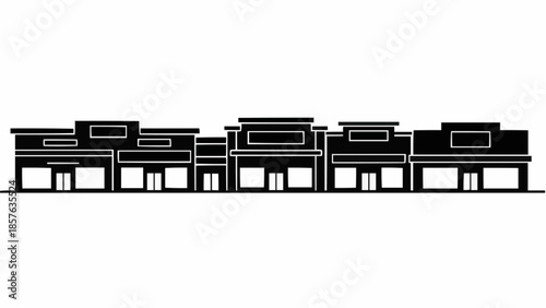 Silhouette of a Commercial Strip Mall Building Facade.