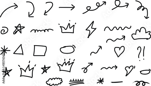 Hand drawn arrows and symbols