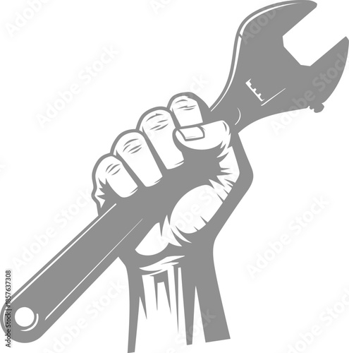 Hand holding adjustable wrench tool