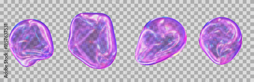 3D neon glass transparent liquid figure. Stock vector illustration on isolated background.