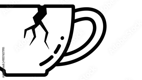 Broken Ceramic Coffee Cup Illustration.